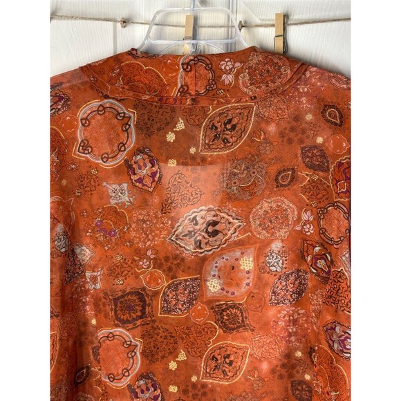 C J Banks Blouse Women's 2X Romantic Feminine Ruffled Neckline Gold Glitter - Picture 7 of 9